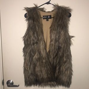 Brown faux fur vest